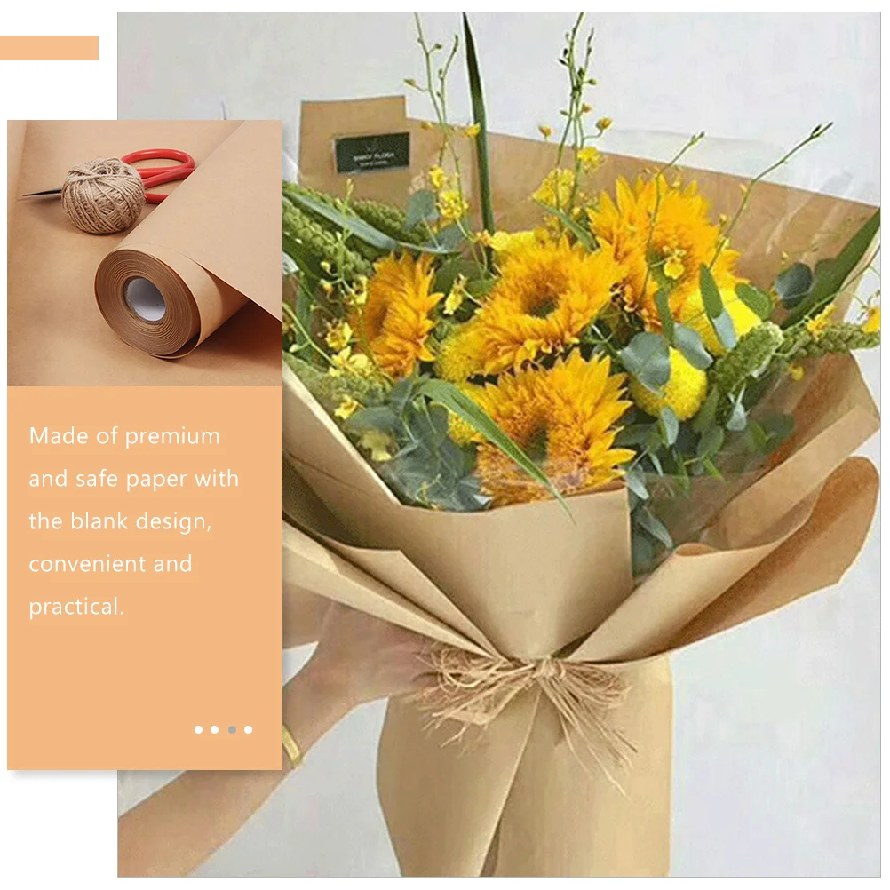 Papier d'emballage brun pour bouquet, papier kraft pour emballage floral, cadeau manuel