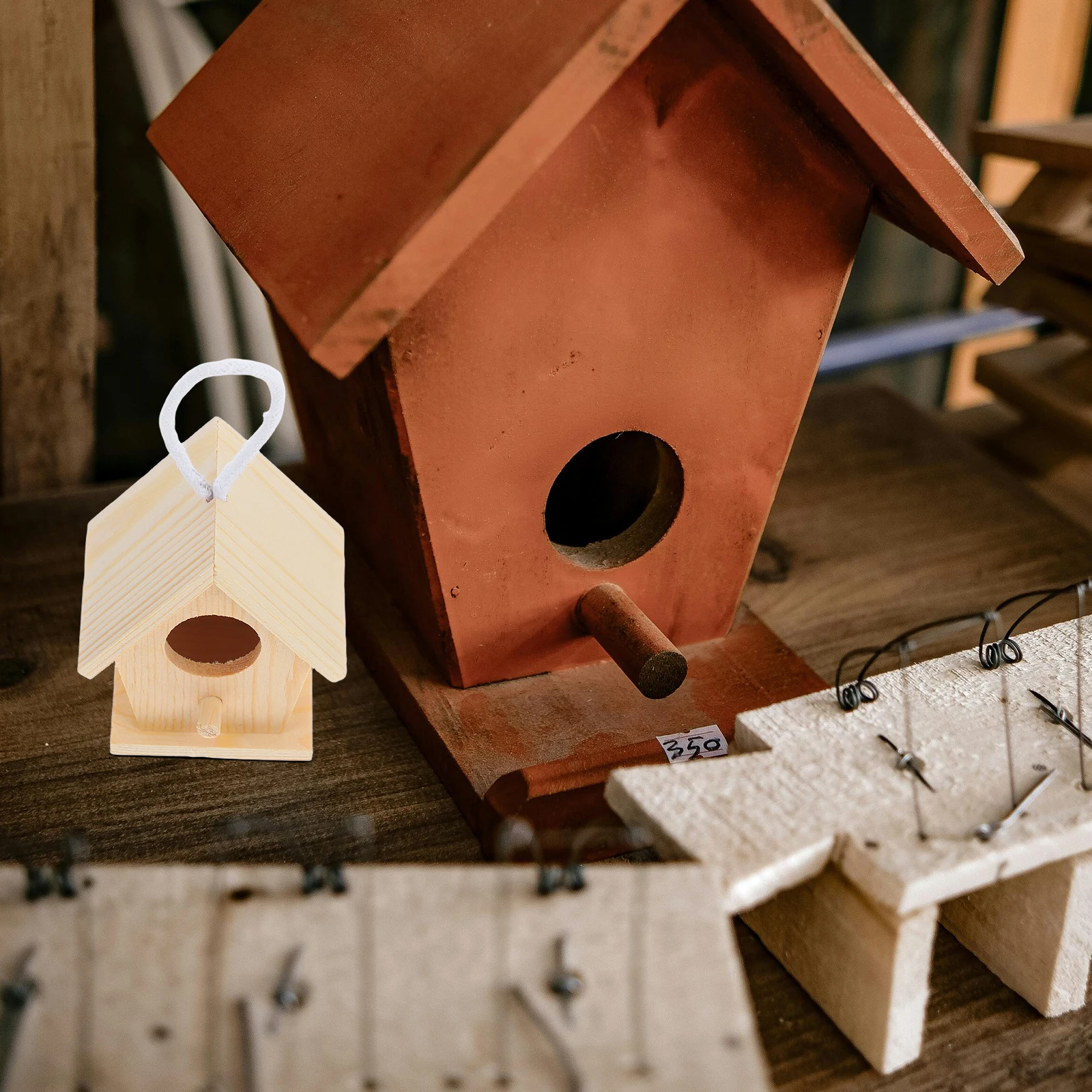 

4pcs Diy Mini Kits Unfinished Wood Hanging Birdhouses For Outdoor Hummingbird Houses Small Nest Feeder Wood Bird House Bird