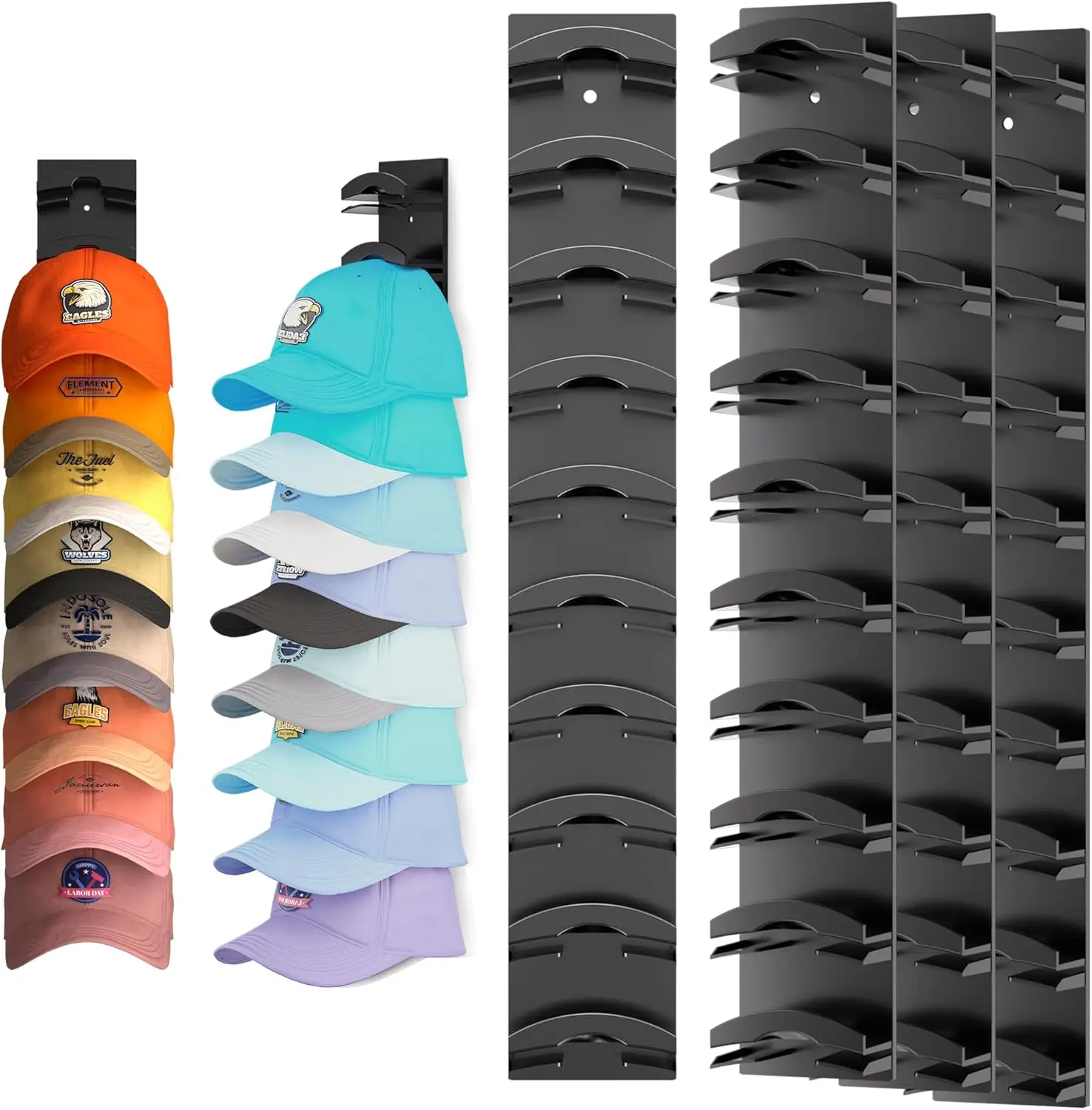 

Hat Organizer for Baseball Caps 4Pack, Hat Rack for Wall with Strong Adhesive Hold up to 40 Hats, Hat Hanger Holder Disp