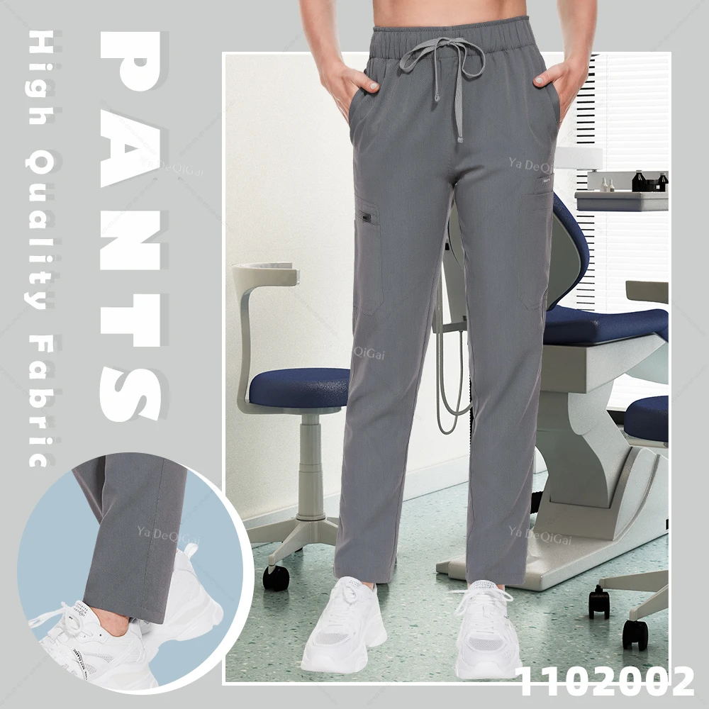 8 Pockets Work Solid Color Scrubs Uniforms Bottoms Dentistry Clinic Surgical Trousers Unisex Doctor Nursing Medical Pants