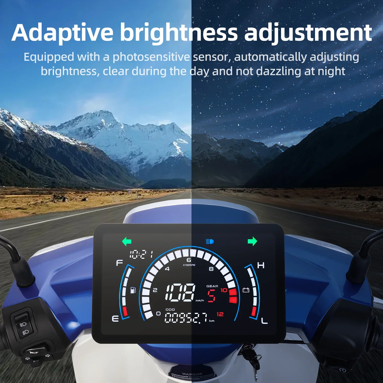 For Honda EX5 Motorcycle Digital Speedometer Motobike Dashboard With Bracket Tachometer Voltage Mileage Universal Indicator image 4
