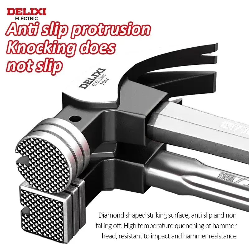 DELIXI ELECTRIC Claw Hammer Woodworking Hammer Nail Up Tool Multi-functional High Carbon Steel Hammer