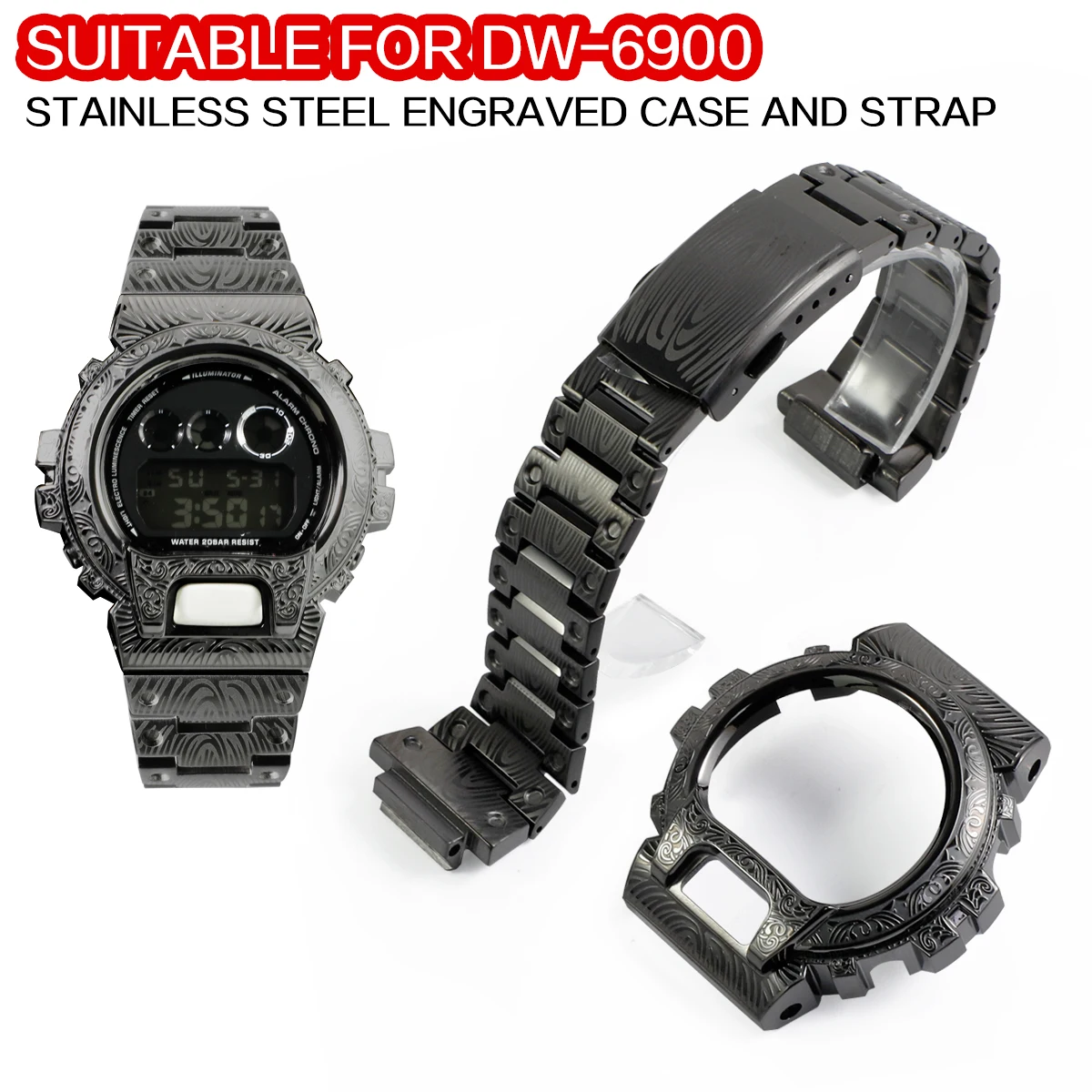 

Аксессуары для модификации часов из нержавеющей стали с гравировкой, совместимые с моделью DW-6900.