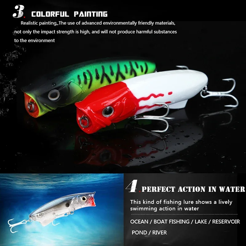 1 Pc Popper Fishing Hard Lures 8cm 11.5g Topwater Floating Wobblers Bass Baits Artificial Isca Pike Lure Crankbaits Tackle