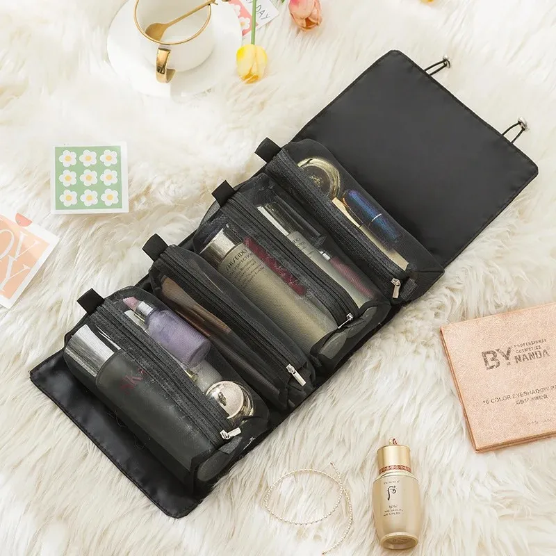 4-in-1-Make-up-Taschen, abnehmbare Kosmetiktasche, tragbar, große Kapazität, tragbar, faltbar, für Reisen, Kosmetika, Aufbewahrung, Kulturbeutel – Detail 4