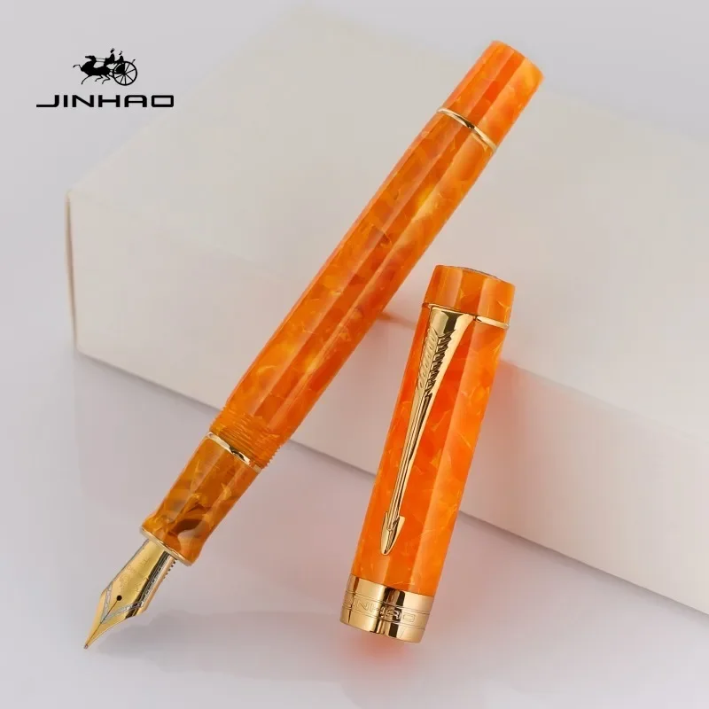 JINHAO 100 pluma estilográfica de resina de Color transparente, bolígrafos de lujo con forma de flecha, Clip para bolígrafo EF/F/M/pluma doblada, suministros escolares, papelería