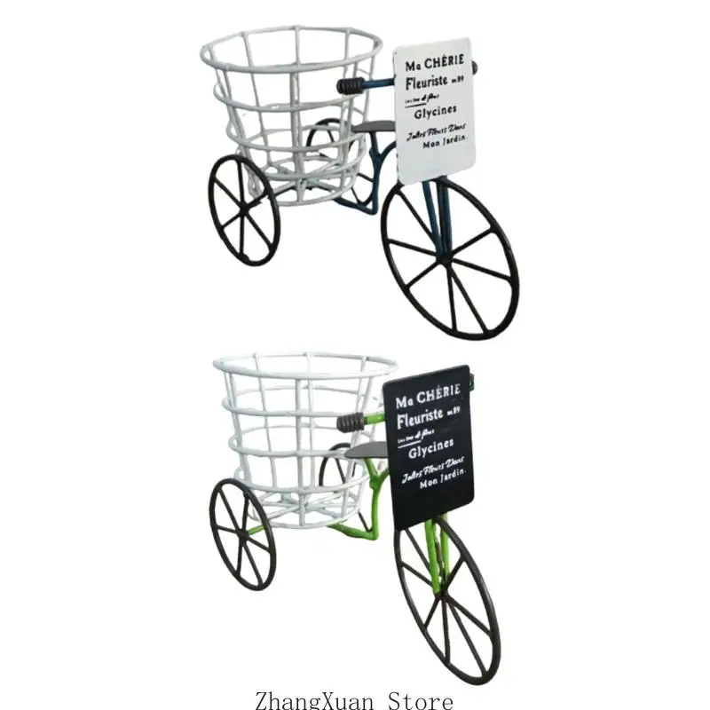 

Metal Flower Pot Holder Stand Container In Bicycles Design With Curved Handles For Gardens Home Balcony Decoration Gift 3XUF