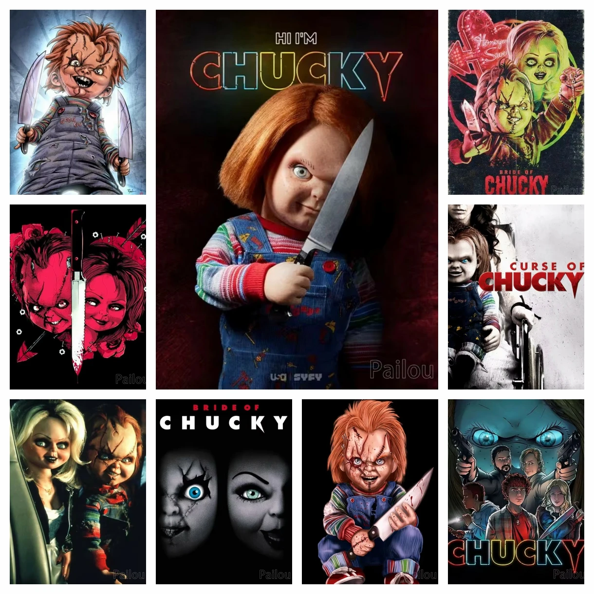5D DIY Full Drill Diamond Painting Chucky Horror Clown Ghost Baby Movie Character Embroidery Kids Gift Home Decor Art Mosaic NEW