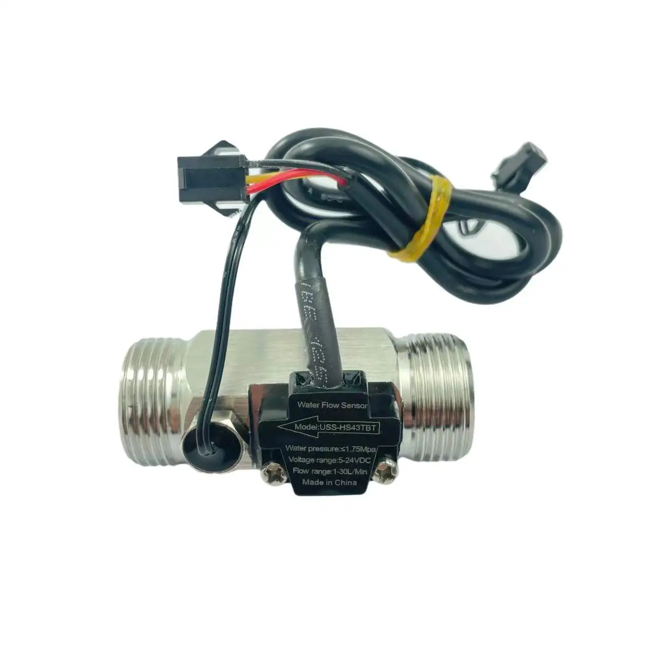 USS-HS43TBT  G3/4“ SUS304 Flow Sensor Stainless Steel 5-24V DC 1-30LPM Flowmeter Turbine NTC50K Temperature Sensor