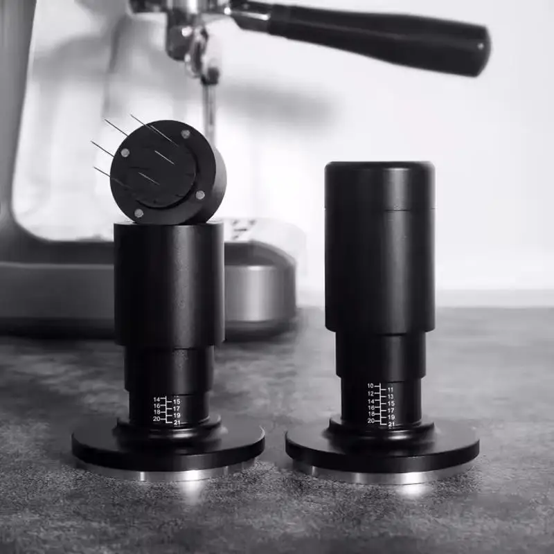 Multi-functional 51mm 53mm 58mm Spring-loaded Tamper Espresso Coffee Tamper Constant Pressure Ripple Base with WDT Tool
