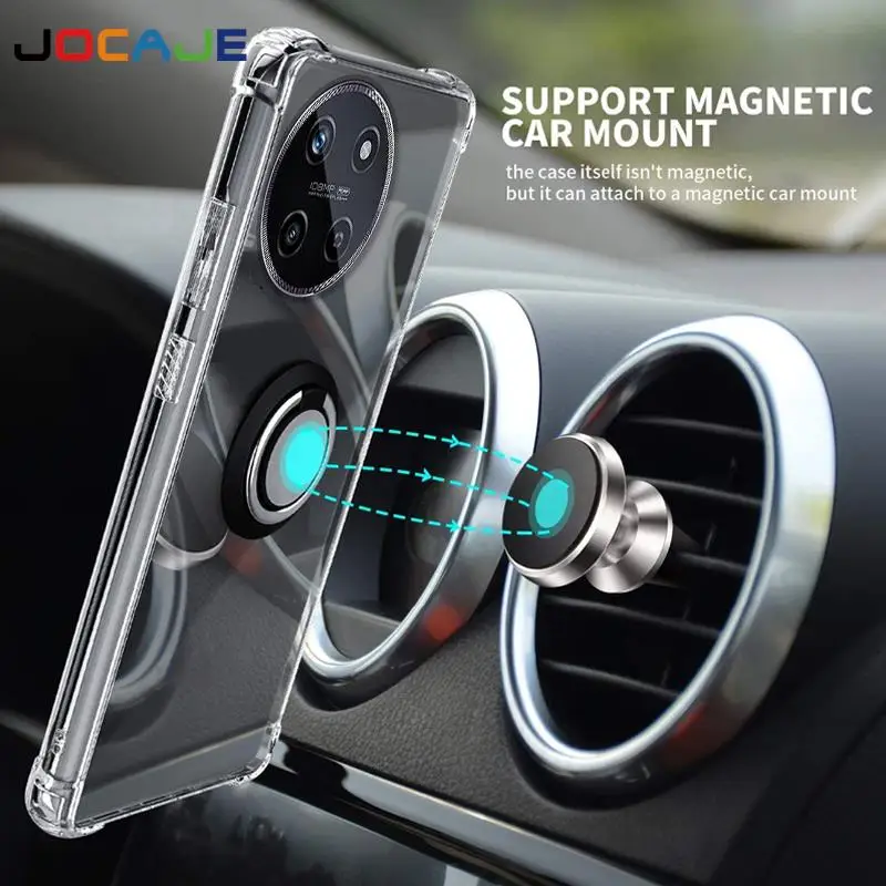 Ring Stand Clear Case For OPPO Realme 11 4G 11X Pro Plus Holder Bracket Shockproof Transparent Soft Silicone Phone Back Cover