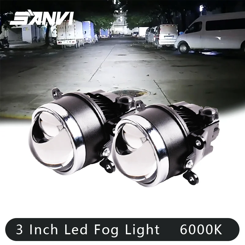 5500K 3 Inch Bi LED Fog Light Matrix LED Driving Auto Lights Hyperboloid Projector Lens Universal Car Accessories