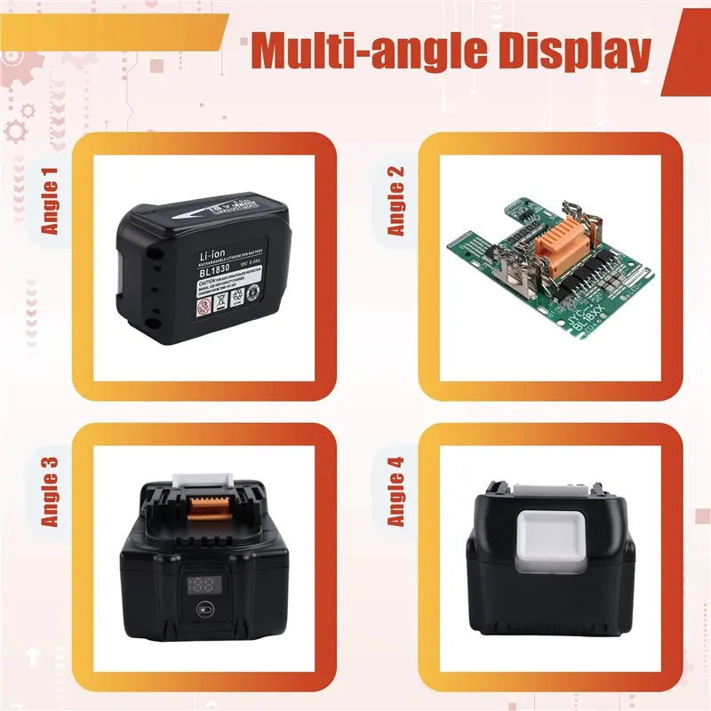 New Arrivals-BL1830 For 18V Battery Case For 1860 1850 DIY Shell Box With BMS PCB Board LED Digital Charging Protection B