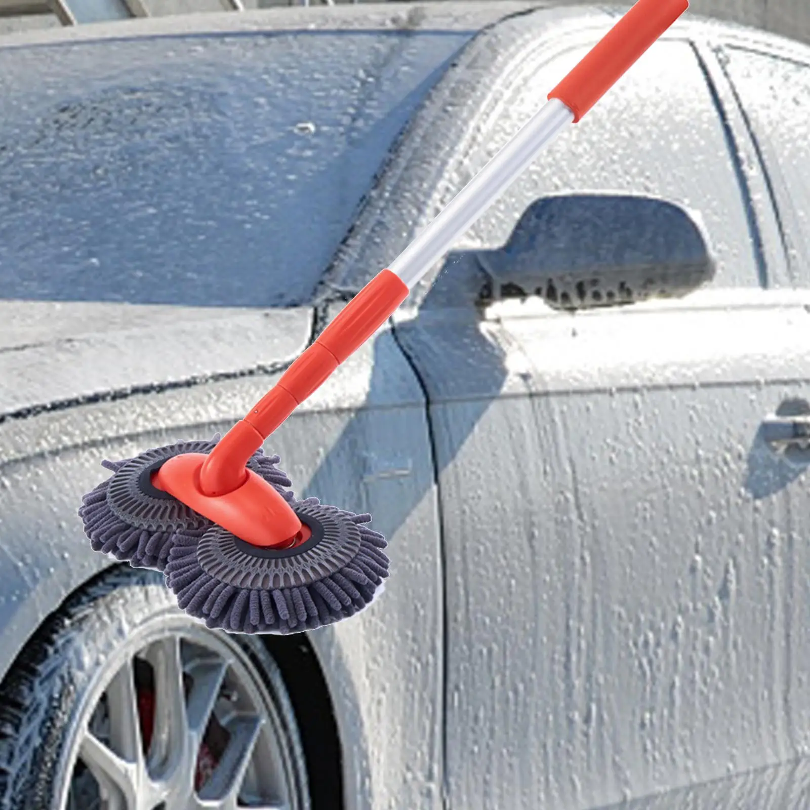 

Car Wash Mop Brush with Retractable Handle Absorbent Microfiber Lightweight 58cm