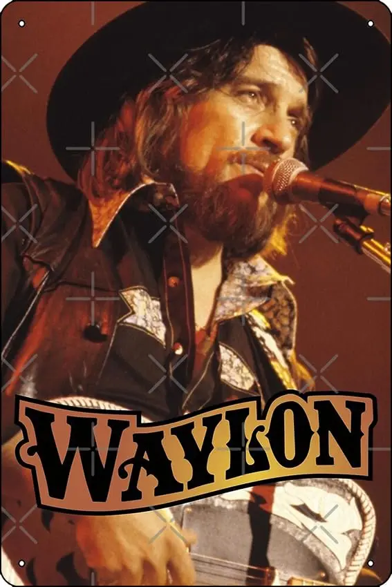 Waylon Jennings: Outlaw Legend Art Print Metal Tin Sign  Funny Man Cave Home Office Bar Decor