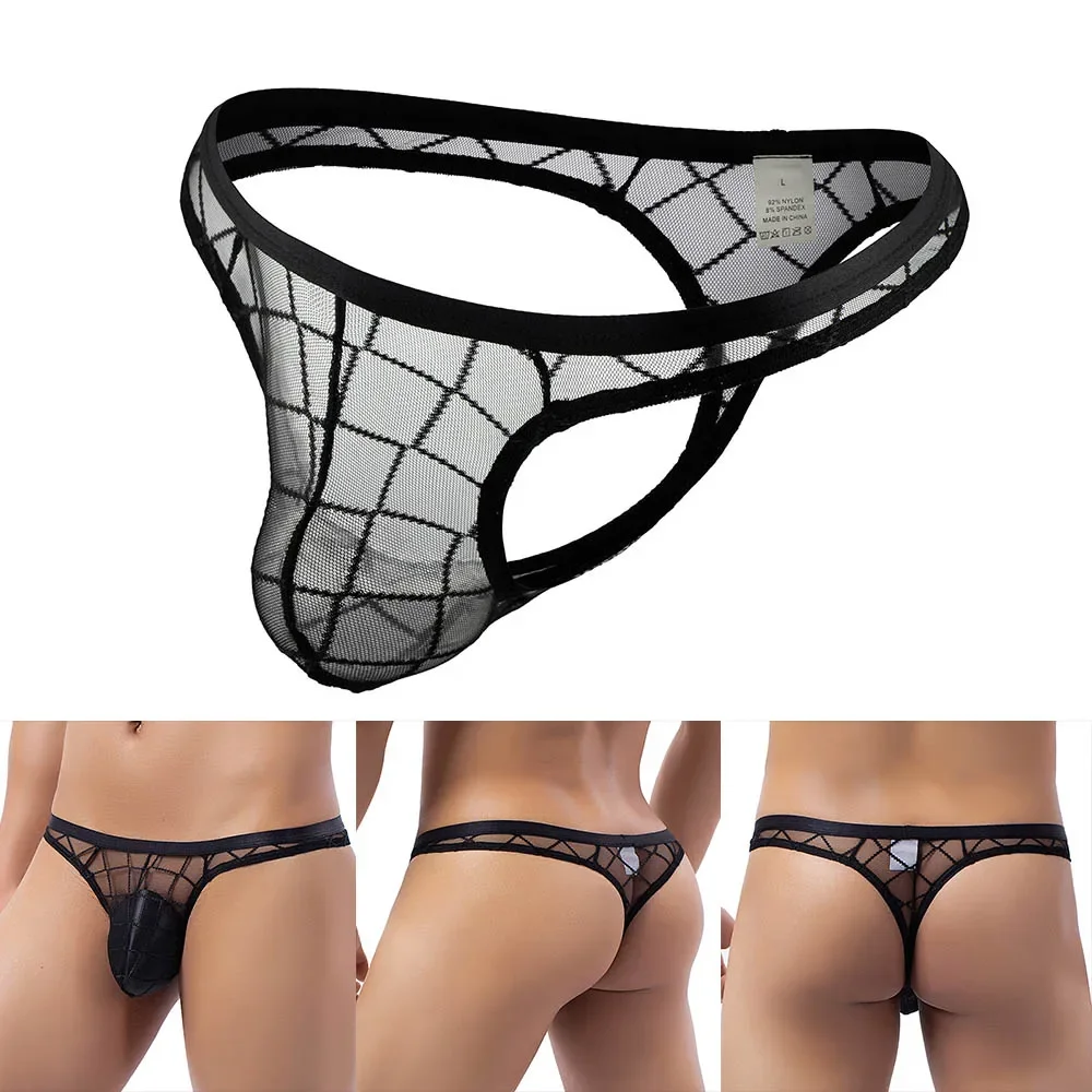 Sexy Mesh Sheer Underwear, Men\'s Sissy GString Thong, Low Rise Panties, Comfortable and Breathable, M 2XL Sizes