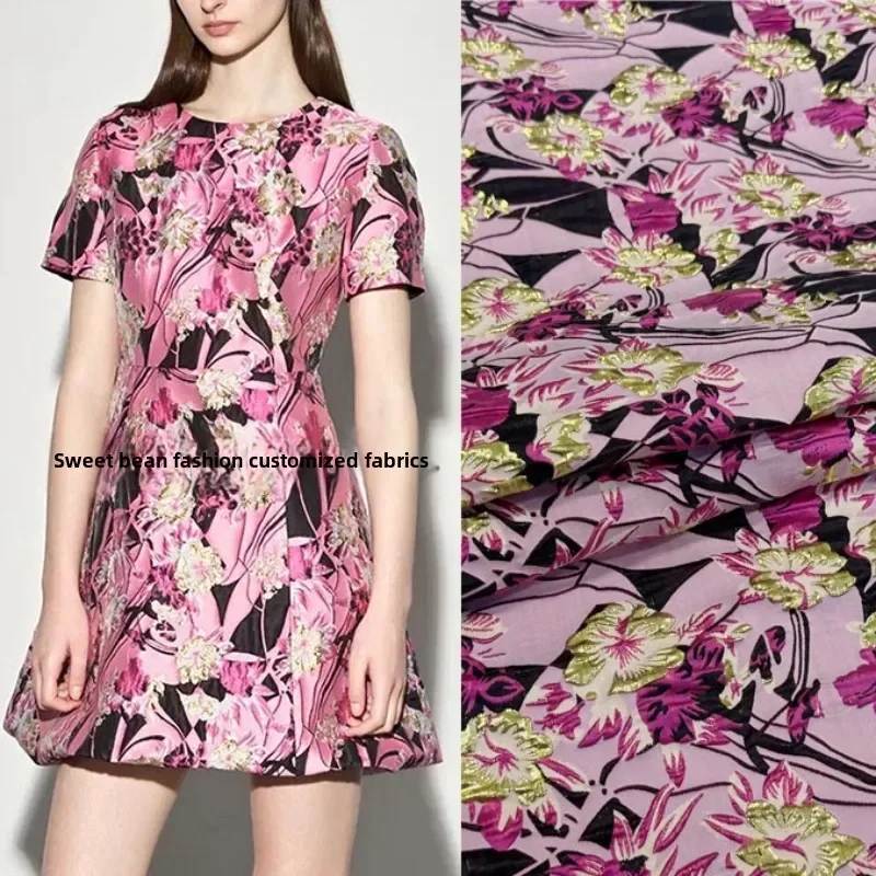 

Metal Wire Yarn Dyed Jacquard Fabric Dress Trench Coat Outerwear Brocade Fabrics for Diy Sewing Clothing Cloth By Meters