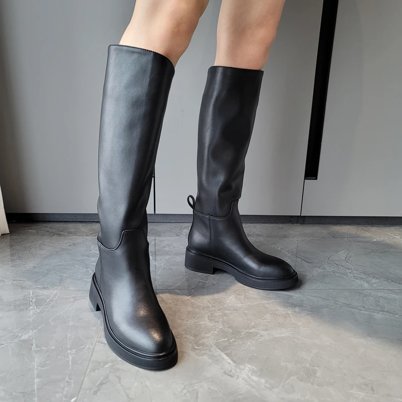 FEDONAS-Bottes Hautes en Cuir group pour Femme, Chaussures à Talons Optiques, Chaudes, pour Moto, Automne et Hiver, 2024 Ins