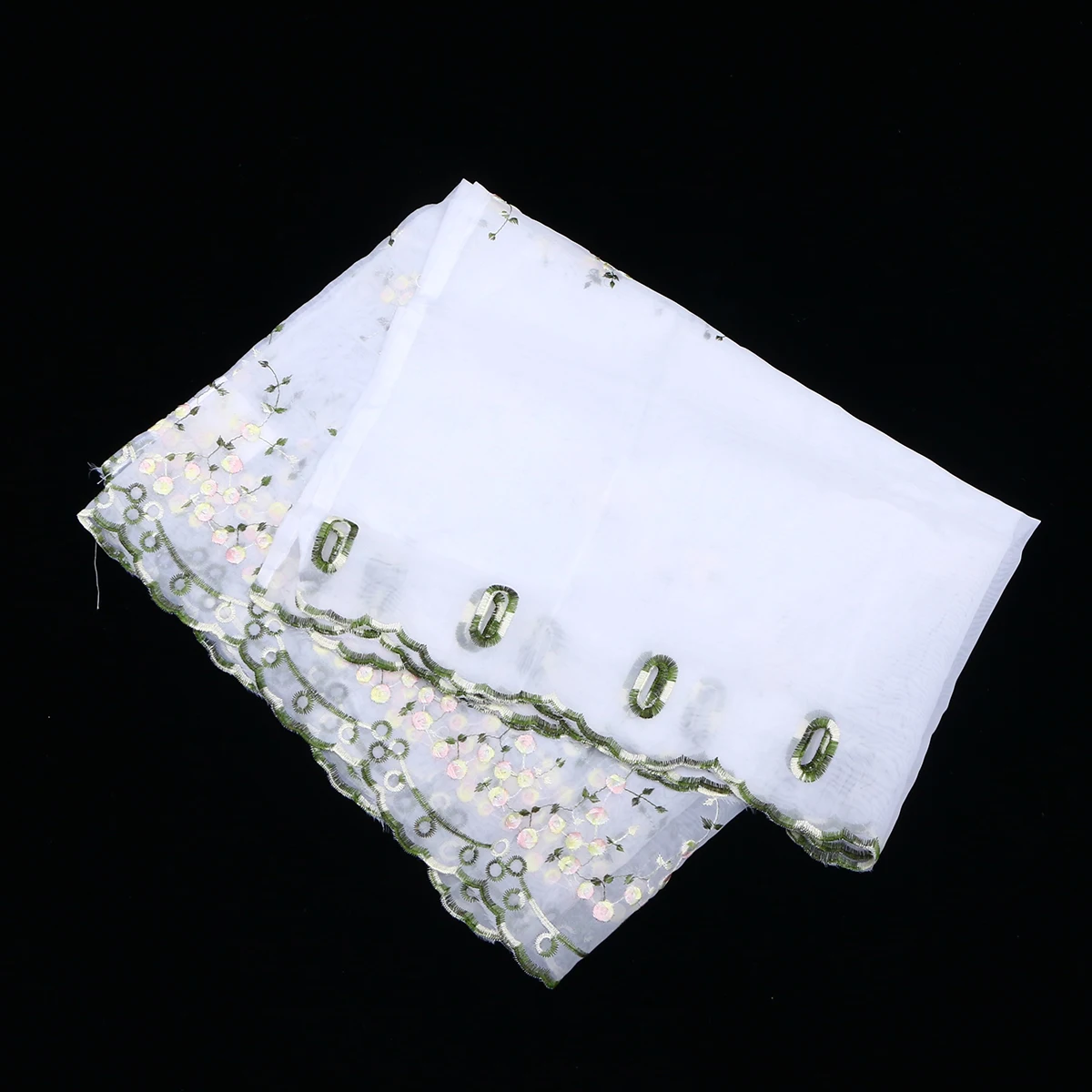 

1 Pc Short Curtain Pastoral Embroidered Lace Window Curtain Polyester Light Transmission Half-Curtain for Home Kitchen Balcony -