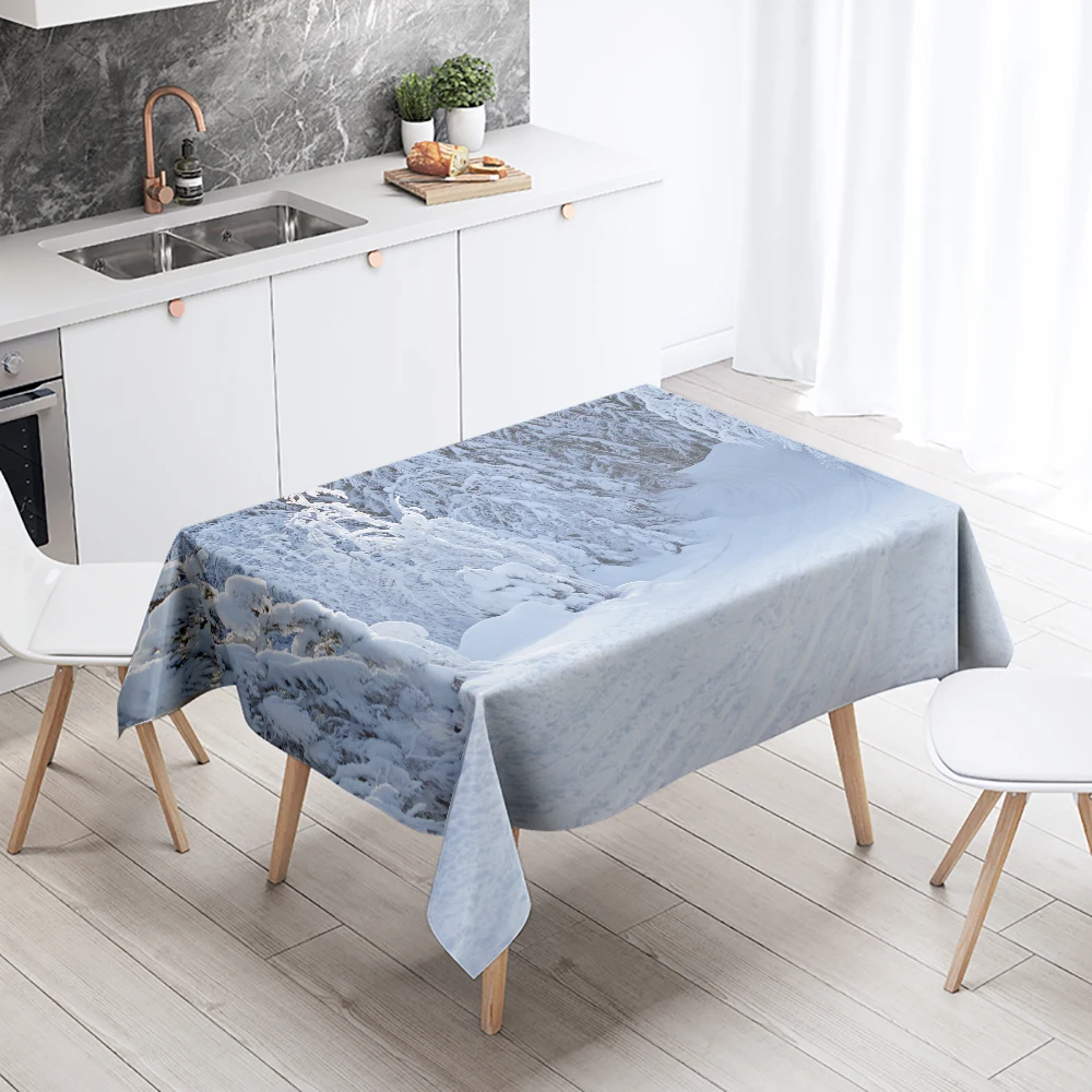 Winter snow tablecloth beautiful  anti-fouling waterproof rectangular kitchen table home decoration