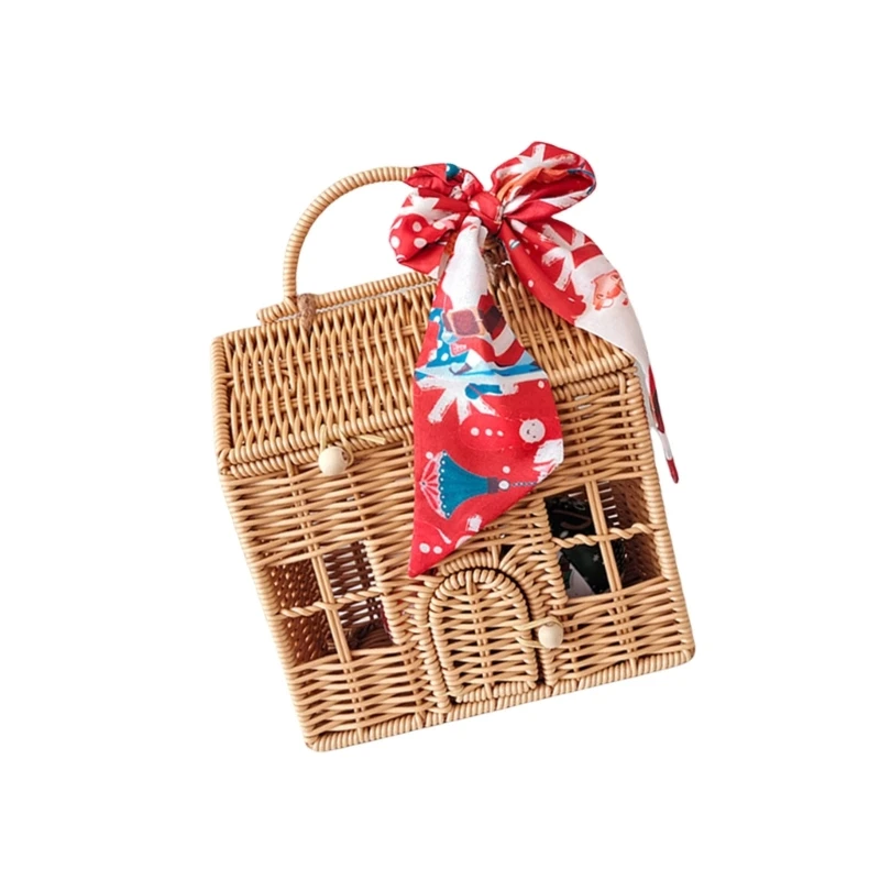 Confezione regalo a forma casa con cestino da in rattan per compleanni festività 203C