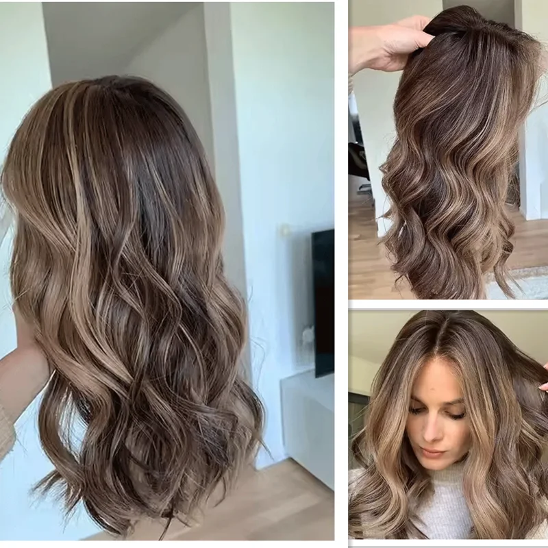 ash-brown-honey-blonde-highlights-glueless-wig-natural-women-lace-wigs-synthetic-futura-fibre-loose-deep-wave-brunette-brown-wig