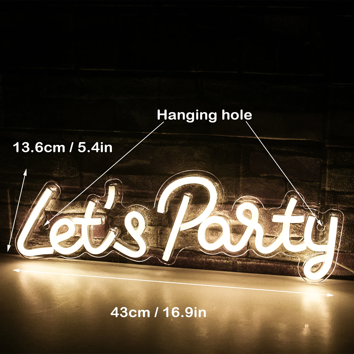 Imagem -04 - Lets Party-led Neon Sign Branco Quente Luz para Wall Decor Aniversário Casamento Dia dos Namorados Bar Usb