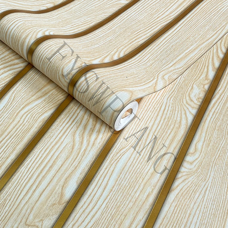 3D Vertical Stripe Realistic Wood Grain Pvc Wallpaper For Bedroom Living Room Study Tea Room Tv Background Wall Decor