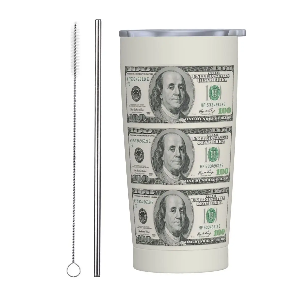 Dollar Stainless Steel Tumbler Vacuum Insulated Mugs Thermal Cold Cup Straw With Lid 20oz