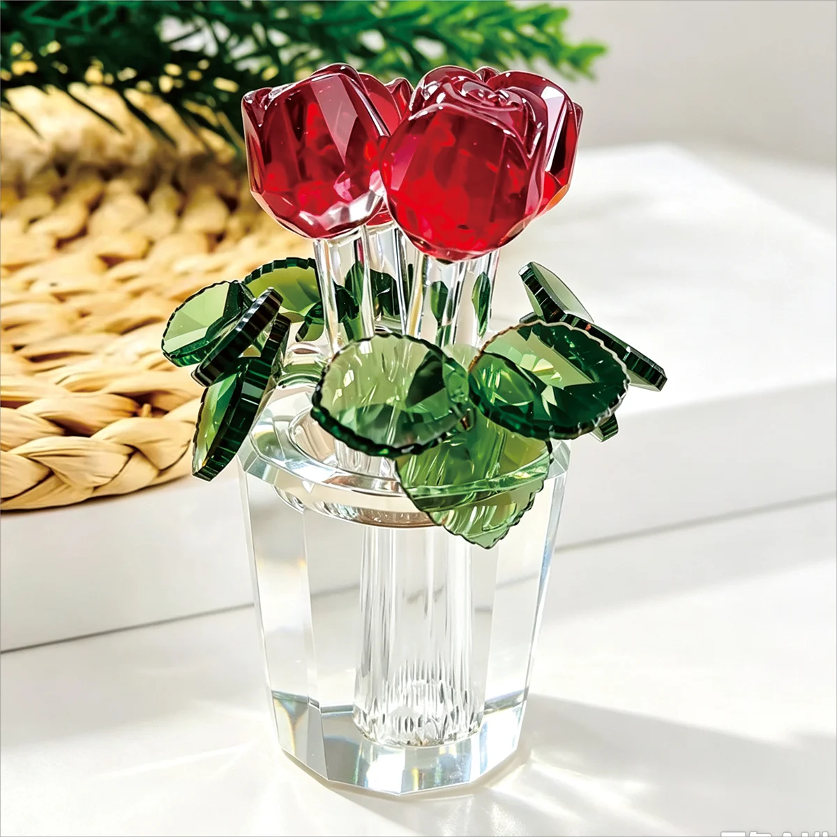 110mm Crystal Rose Statue - Multilayer Bloom Sculpture, Romantic Christmas & Valentine's Day Gift for Her, Home Decor