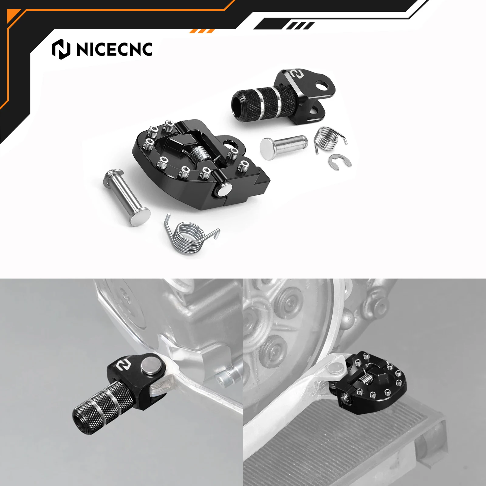NICECNC For Suzuki DRZ 400S 400SM DRZ 400 E S SM 2000-2024 Folding Brake Pedal Tip Extension Plate& Gear Shifter Shift Lever Tip