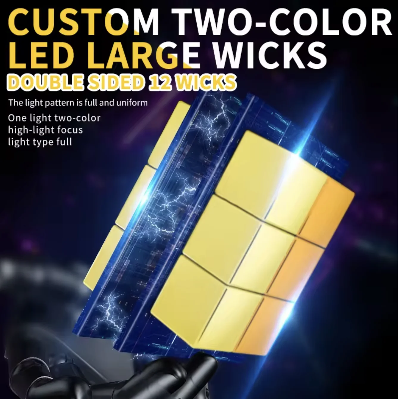 مصباح أمامي LED مزدوج اللون بقدرة 110 وات لمنزل متنقل RV، 3000K/6500K قابل للتحويل 12 فولت/24 فولت، إضاءة تحويل شاحنات سيارات الدفع الرباعي #6