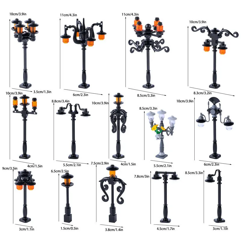 MOC City Street Accessory Building Blocks Road Scene Traffic Light Tree Telephone Booth Retro Postbox Streetlight Park Toys E05 view 2