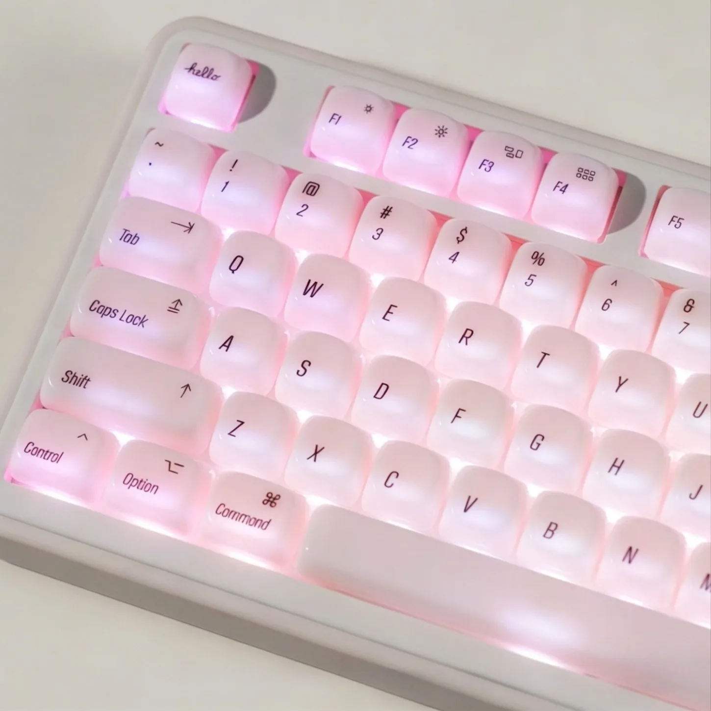 MOA Profile Apple Style Keycaps PC Milky White Ceramic Like 136 Keys Backlit Keycaps for 61/75/87/108 Layout Mechanical Keyboard