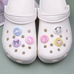 Miniso Sanrio-inspiriertes 6-teiliges Schuh-Charm-Set, süße Kuromi Cinnamoroll Melody Designs, langlebige Abs-Harz-DIY-Sandalen-Anpassung