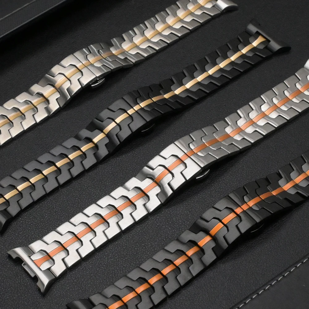 الرجال سوار معدني لساعة سامسونج جالاكسي 8 الكلاسيكية 46 مللي متر الفاخرة الفولاذ المقاوم للصدأ حزام لساعة جالاكسي 8 44 مللي متر 40 مللي متر اكسسوارات