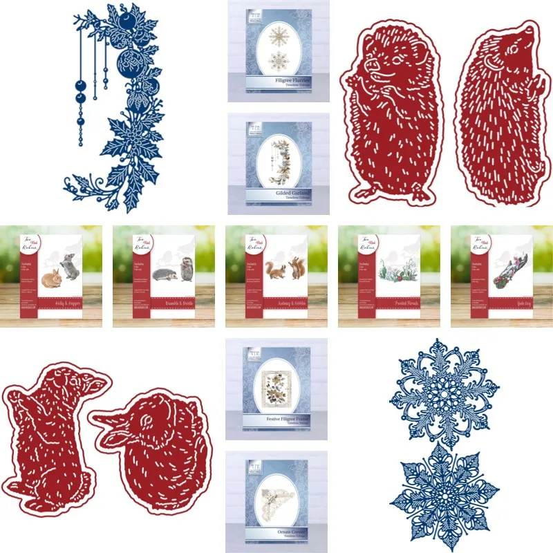 Troqueles de corte y plantilla de grabado para decoración de álbumes de recortes y diarios, con motivos de tronco de Yule, bayas, flor de nieve y serenada, para tarjetas de felicitación DIY 2026