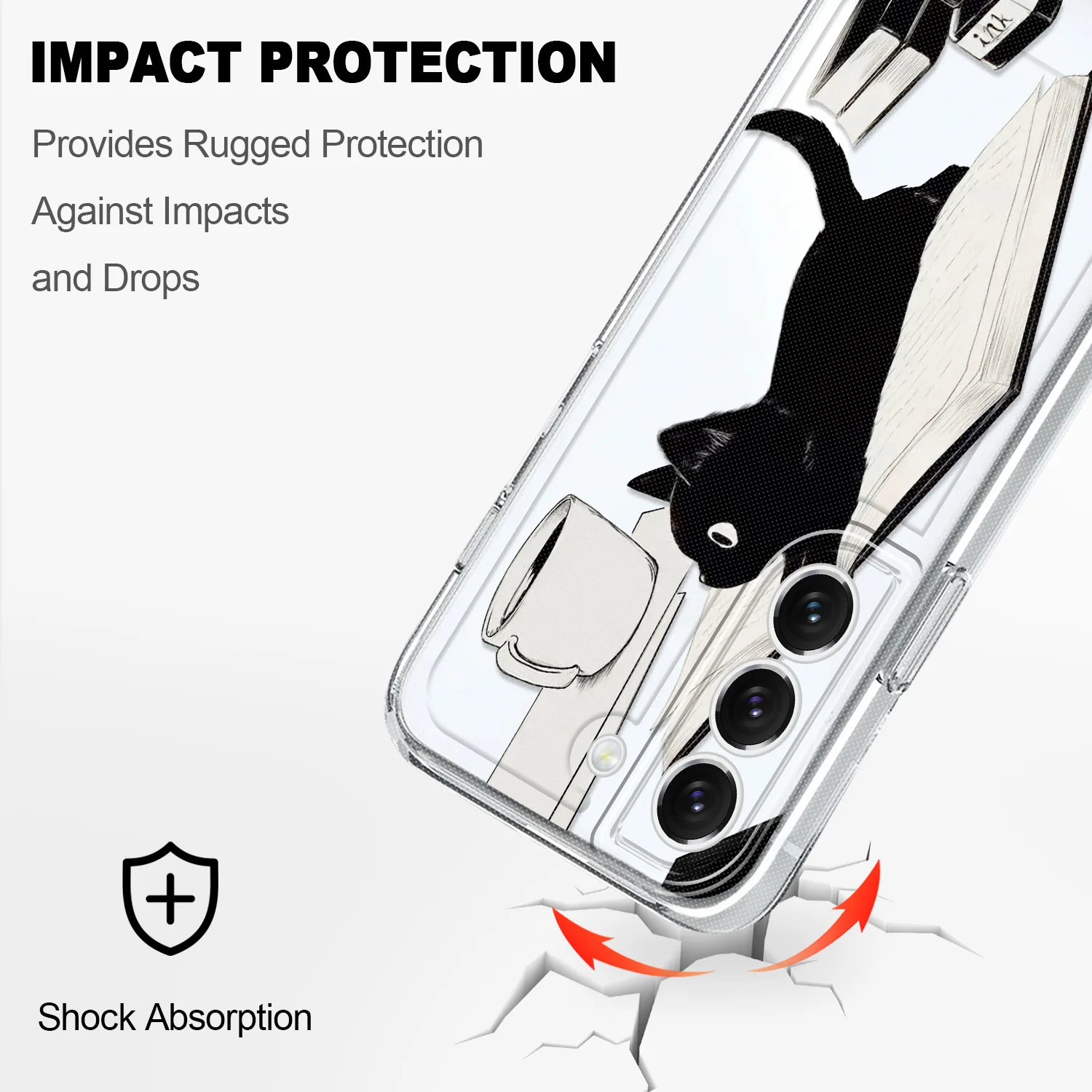 Lively Cat Transparent Phone Case For Samsung Galaxy S22 S21 S20 FE Plus Ultra Soft TPU Cover