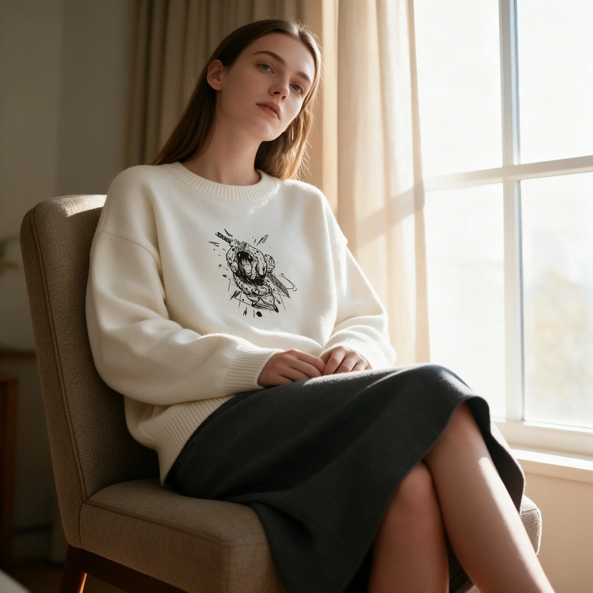 Women Sweater Manga Graphics Print Long Sleeve Pullover Sweaters Women 2026 Autumn Winter Knitted Female Casual Soft Y2k Tops