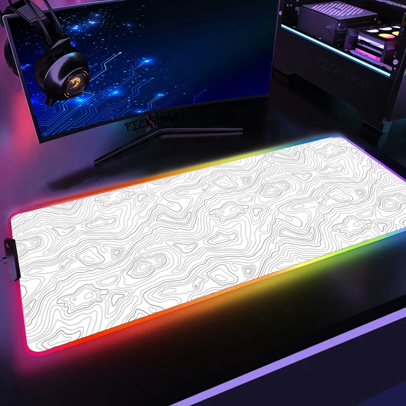 Large LED Desk Mats Computer RGB Mousepad Black And White 90x40cm Backlight Keyboard Mat Table Pads Gamer Luminous Mousepads