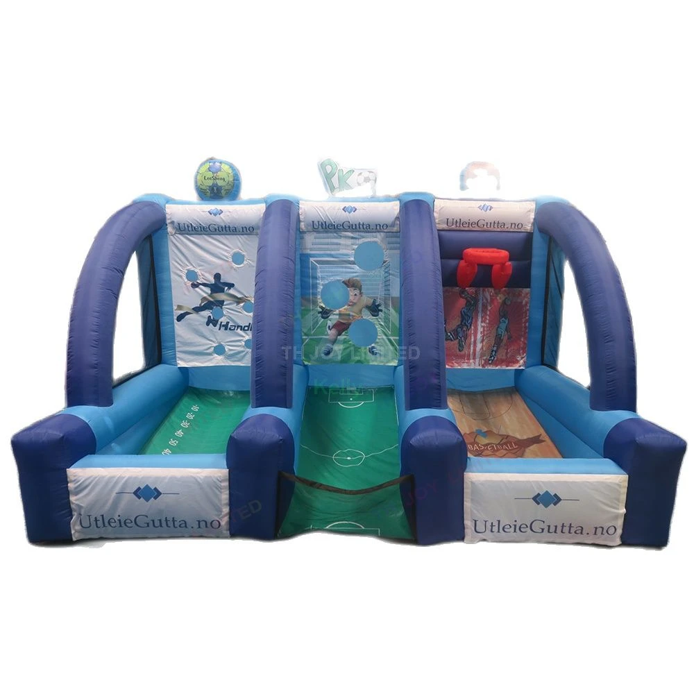 

5x3m Portable 3 in 1 Inflatable Carnival Game Combo Rugby Football Basketball Toss Inflatable Sport Games for Sale with Blower