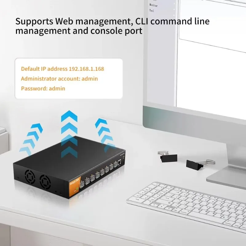 8 Port 10G SFP  Enterprise Level Switch, L2  Smart Managed, IPv6, Static Routing, QoS, Link Aggregation/VLAN/IGMP