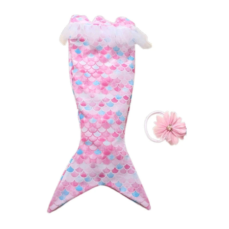 Infant Mermaids Costume Hairband Photoshooting Props Romper Newborn Shower Gift Dropshipping