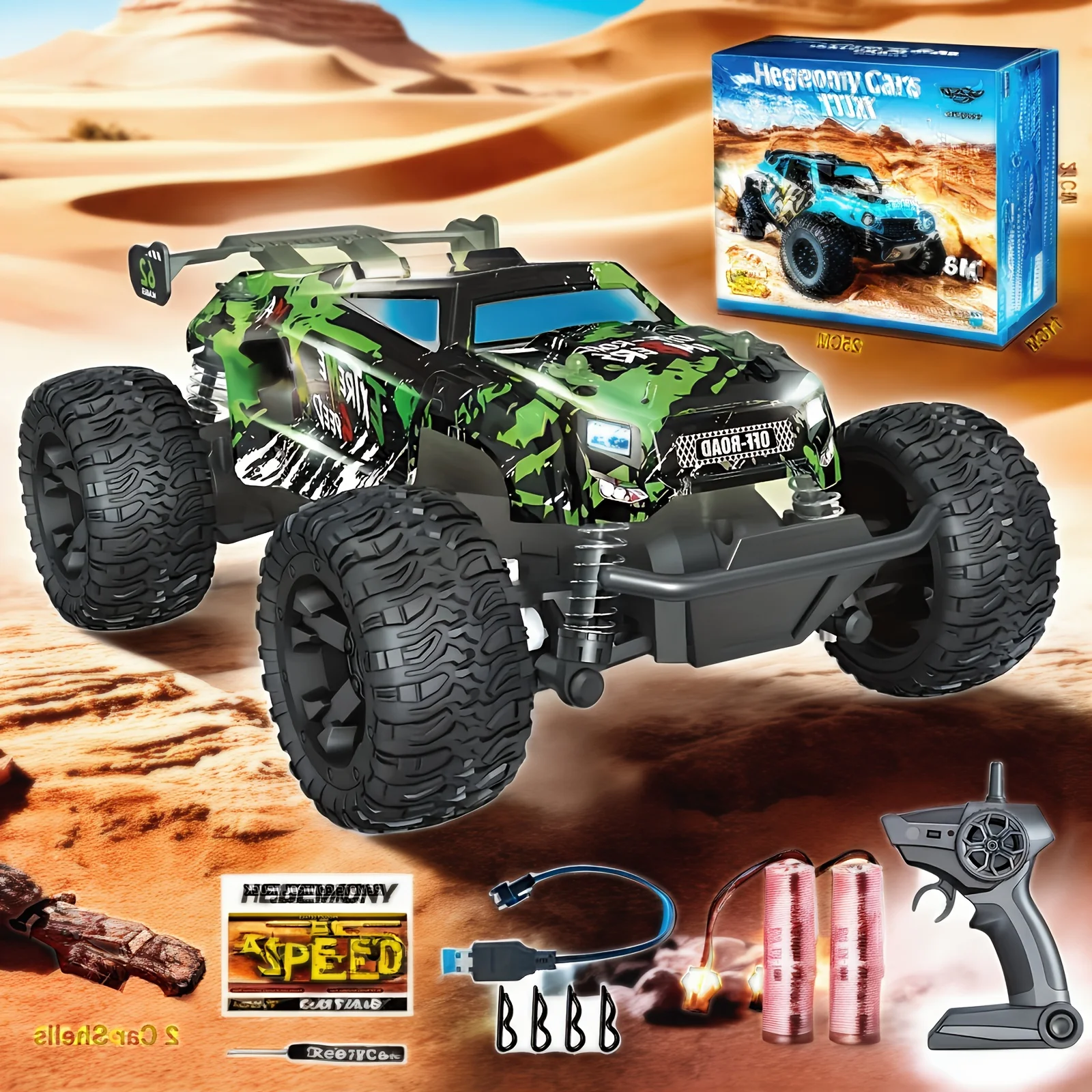 Livraison rapide américaine, véhicule tout-terrain télécommandé Monster LED tout-Terrain 2,4HG, moteur sans balais, vitesse maximale 28, enfant