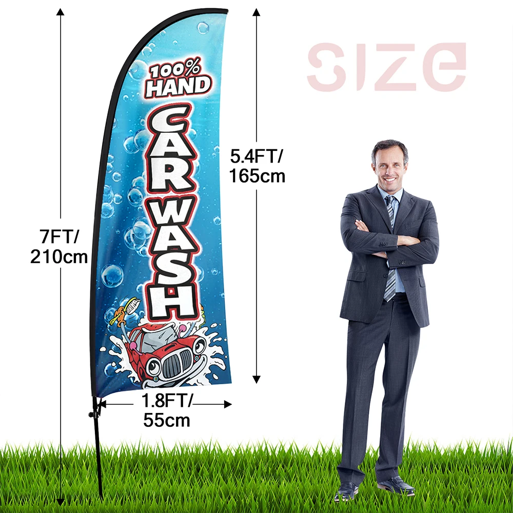 FSFLAG Car Wash Printed Flying Feather Flag 55CM * 210CM  Advertising Swooper Business Banner Outdoor Decoration for Advertising