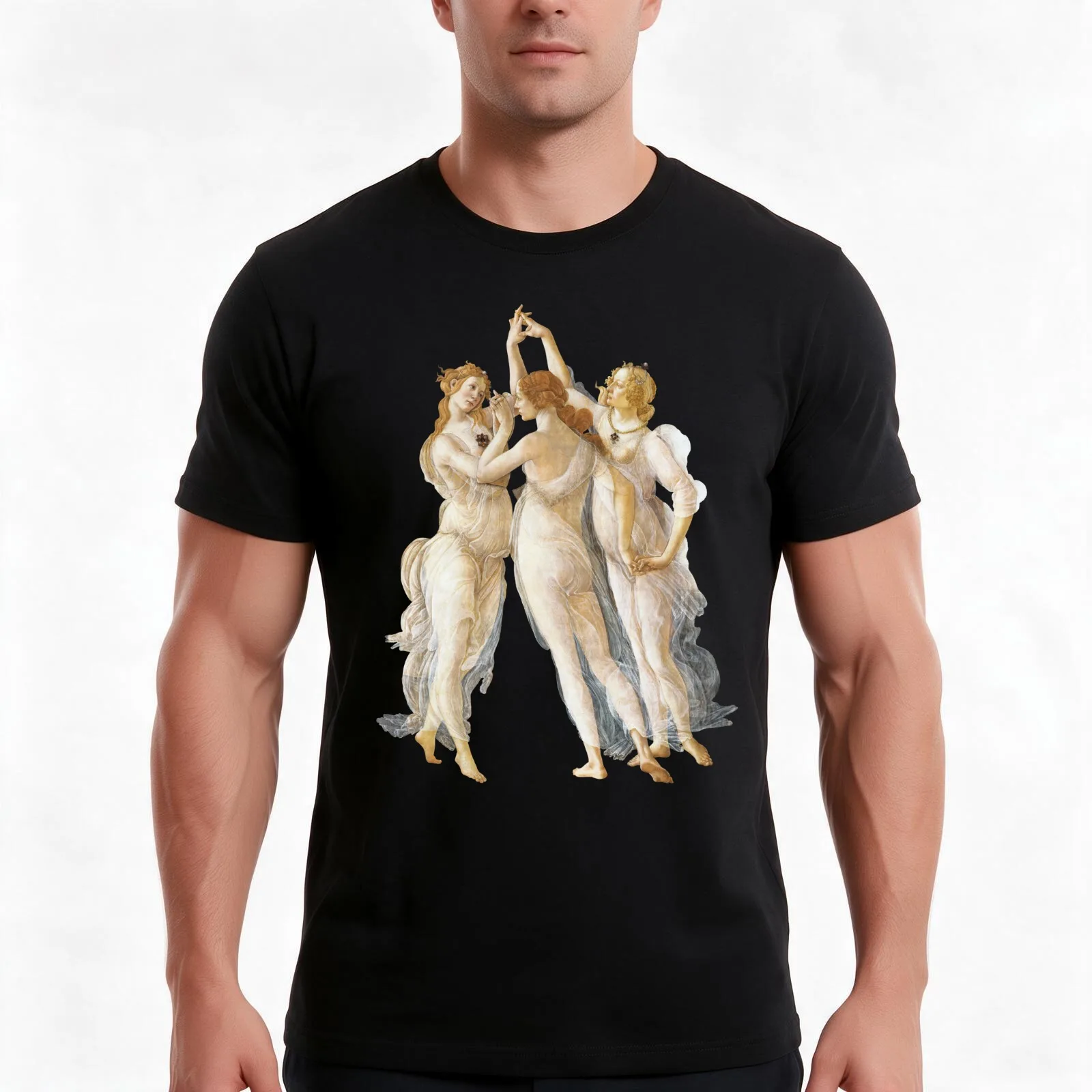Botticelli - Three Graces T-Shirt Summer Casual Cotton Tee Oversized Streetwear Tops Vintage Graphic Print Unisex Men Women