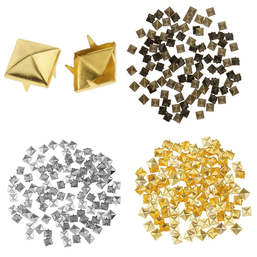 100pcs Glitter Pyramid Rivet Studs Cool Ornament for Clothing