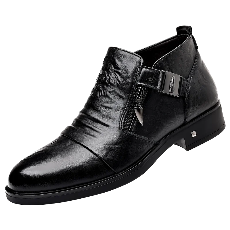 

High Quality Autumn Men's New Comfortable Leather Casual Leather Shoes Fashion Men's Side Zipper Pointed Warm Casual Short Boots