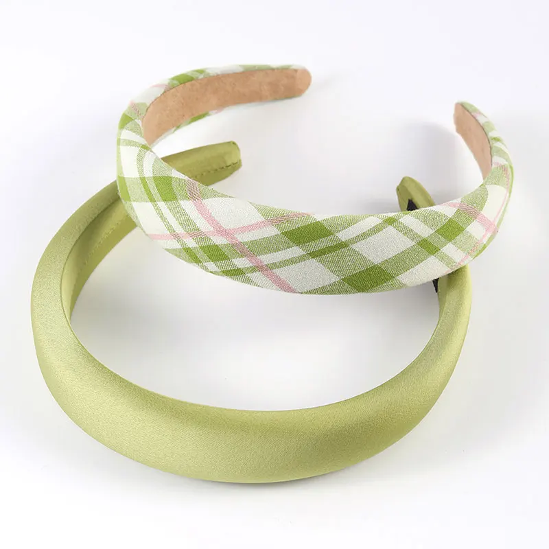 2PCS Women Classic Green Strip Hair Hoop Vintage Sponge Hairband Headwear Girls Solid Color Headband Hair Accessories