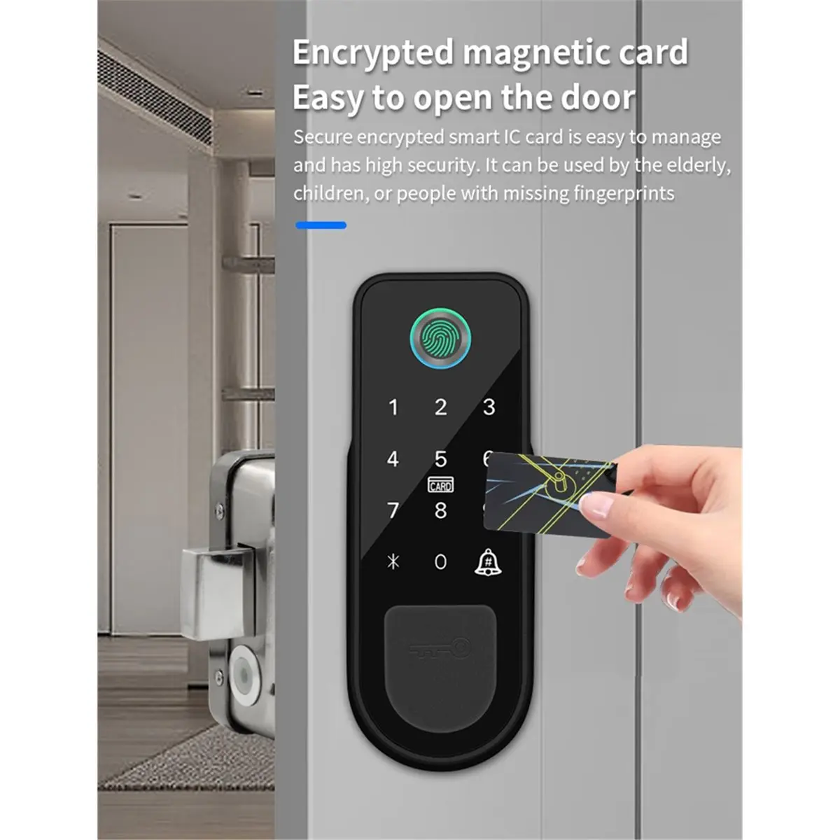 ★♠♥Y636A Hot Sale-Fingerprint Home Lock for Tuya Bluetooth Door Lock Keyless Entry Fingerprint Tuya App Key IC Card Model C